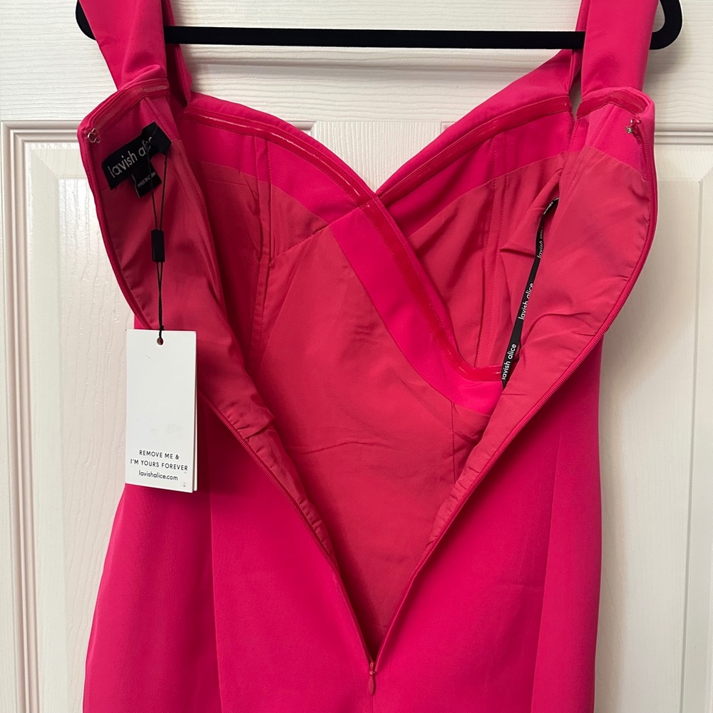 Lavish Alice Hot Pink Asymmetrical Bodycon Dress - Picture 8 of 13